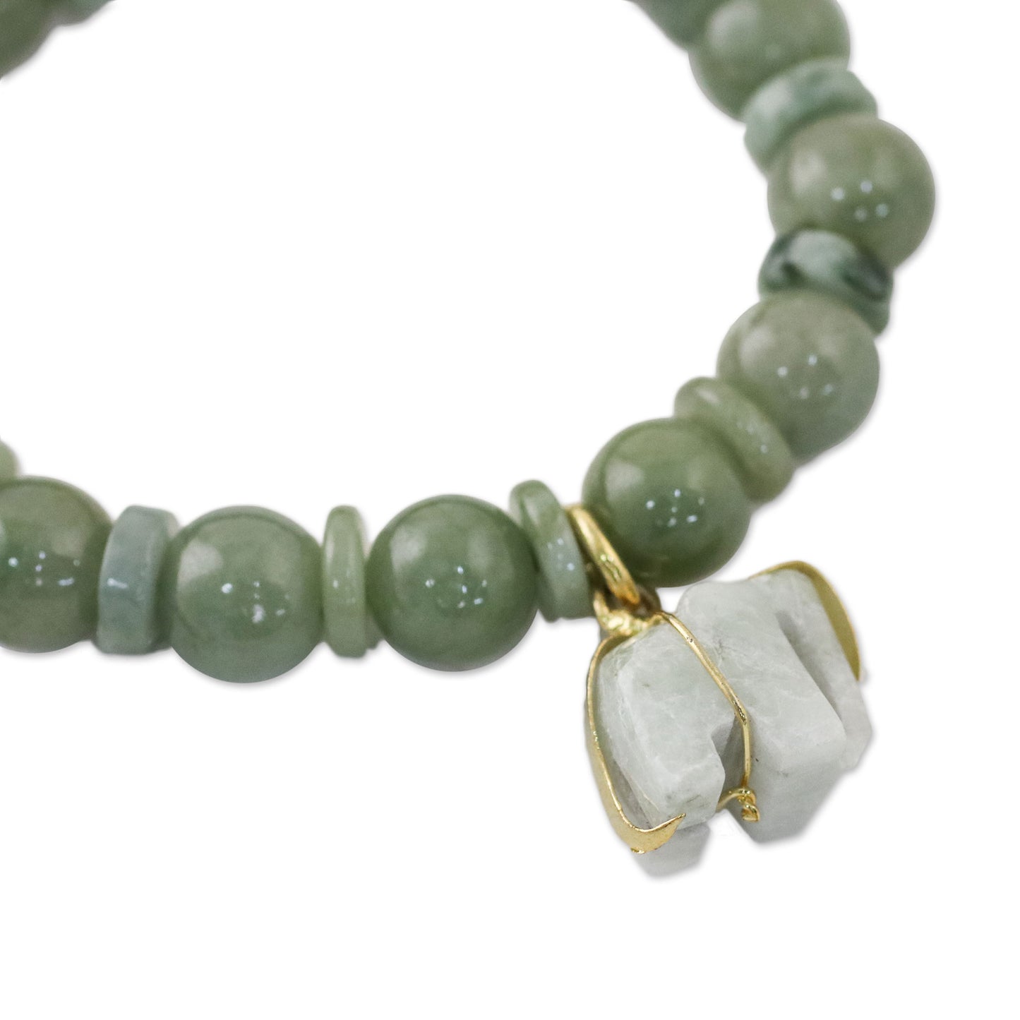 Jade Elephant Gold Plated Beaded Bracelet