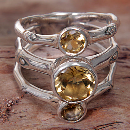 Bamboo Dew Citrine Cocktail Ring