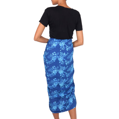 Blue Batik Rose Swimsuit Cover-Up