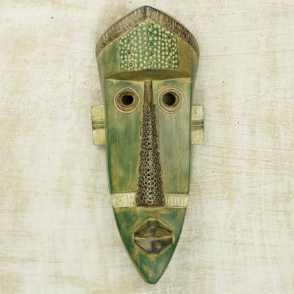 Green Giant Hand Carved Wall Mask