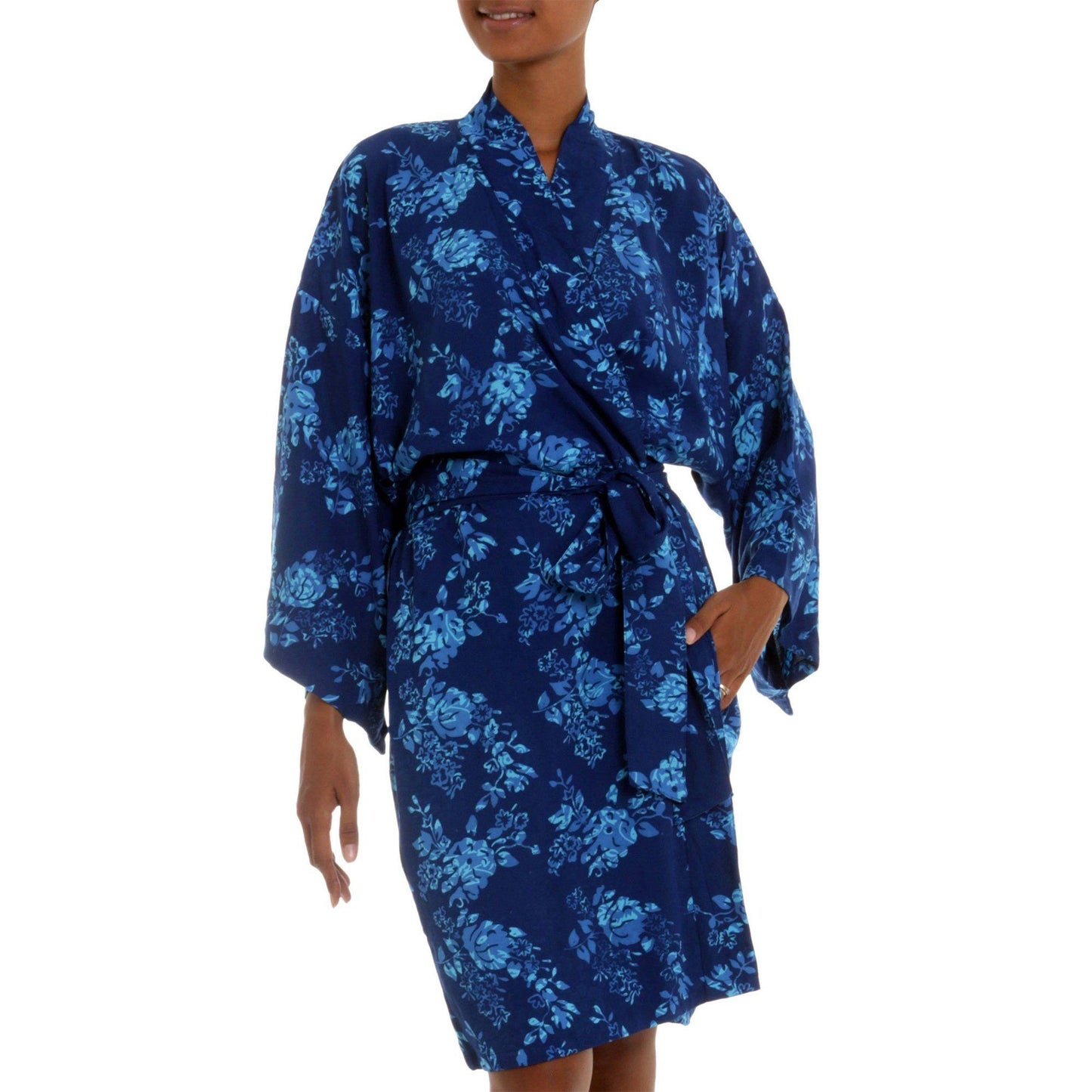 Blue Handcrafted Batik Robe