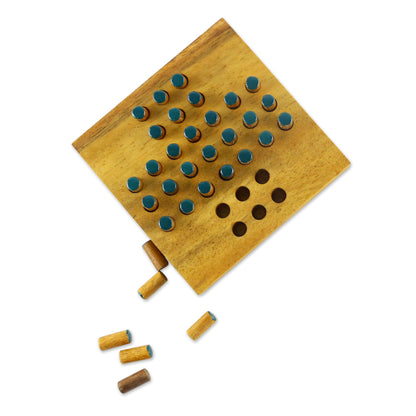 Elimination Hand Made Wood Peg Game Teal from Thailand