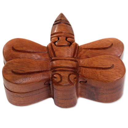 Dragonfly Handmade Indonesian Dragonfly Suar Wood Decorative Box
