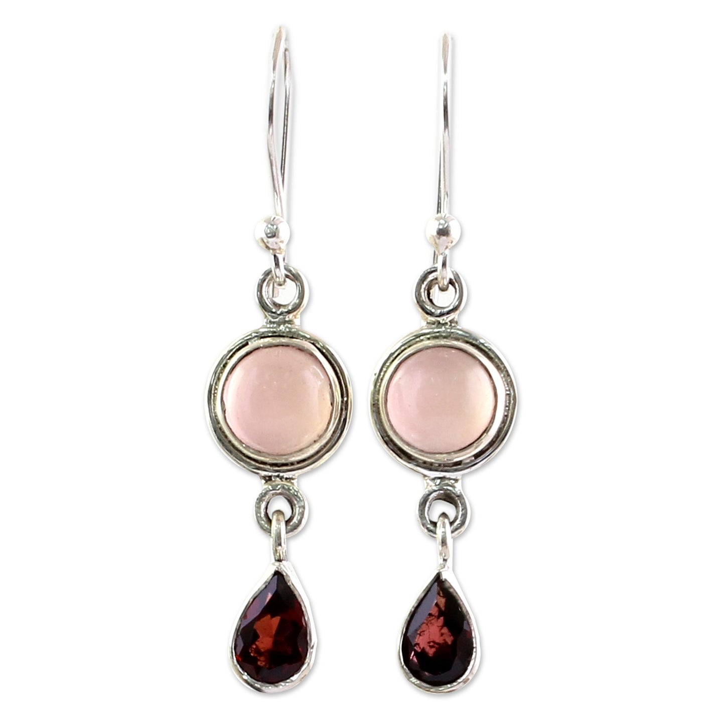 Crimson Chalcedony & Garnet Dangle Earrings