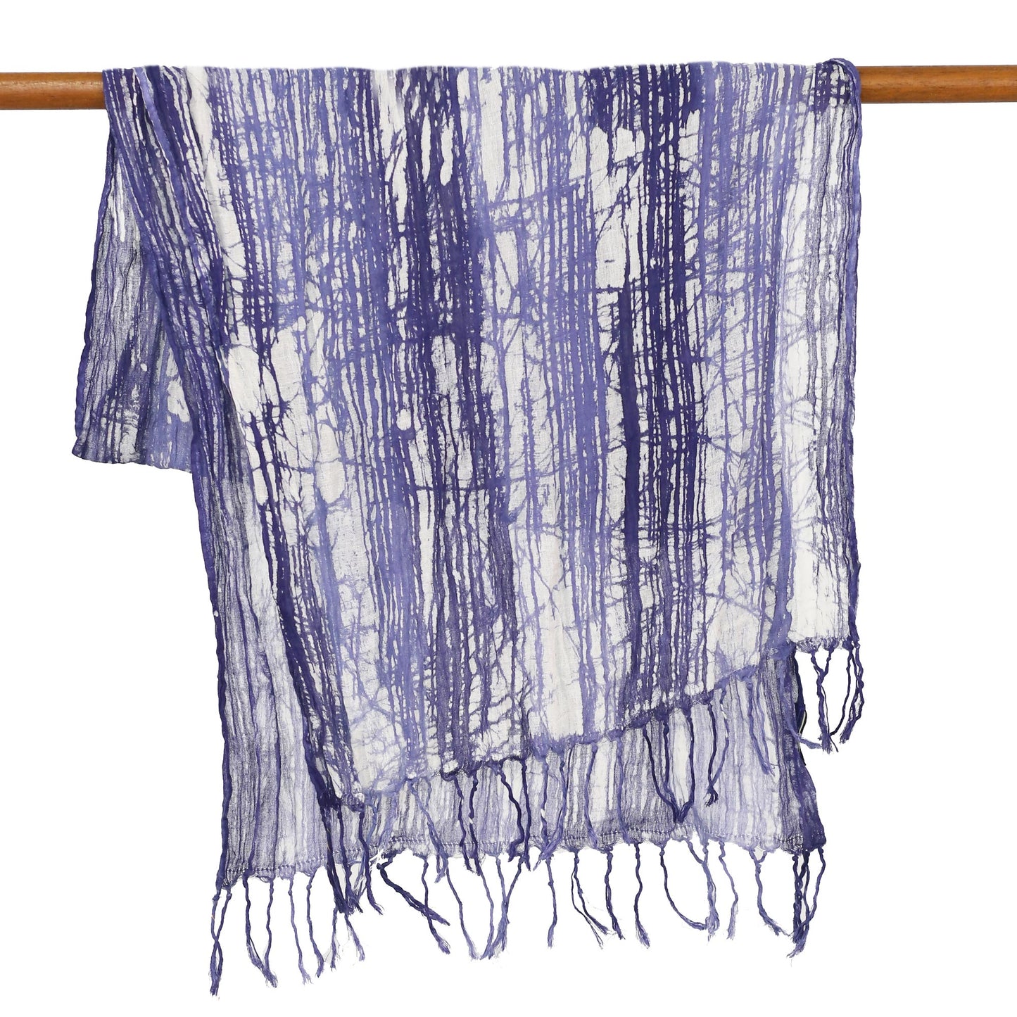 Speckled Field in Iris Batik Tie-Dyed Cotton Scarf in Blue-Violet from Thailand