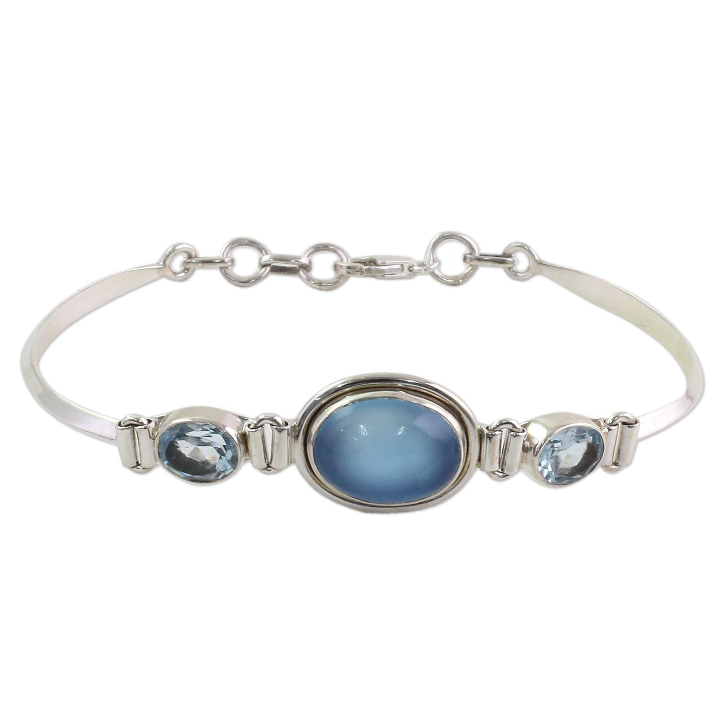 Shining Blue Chalcedony & Topaz Bracelet