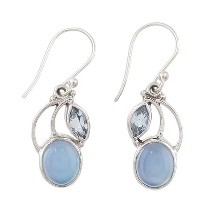 Blue Fog Chalcedony & Topaz Dangle Earrings