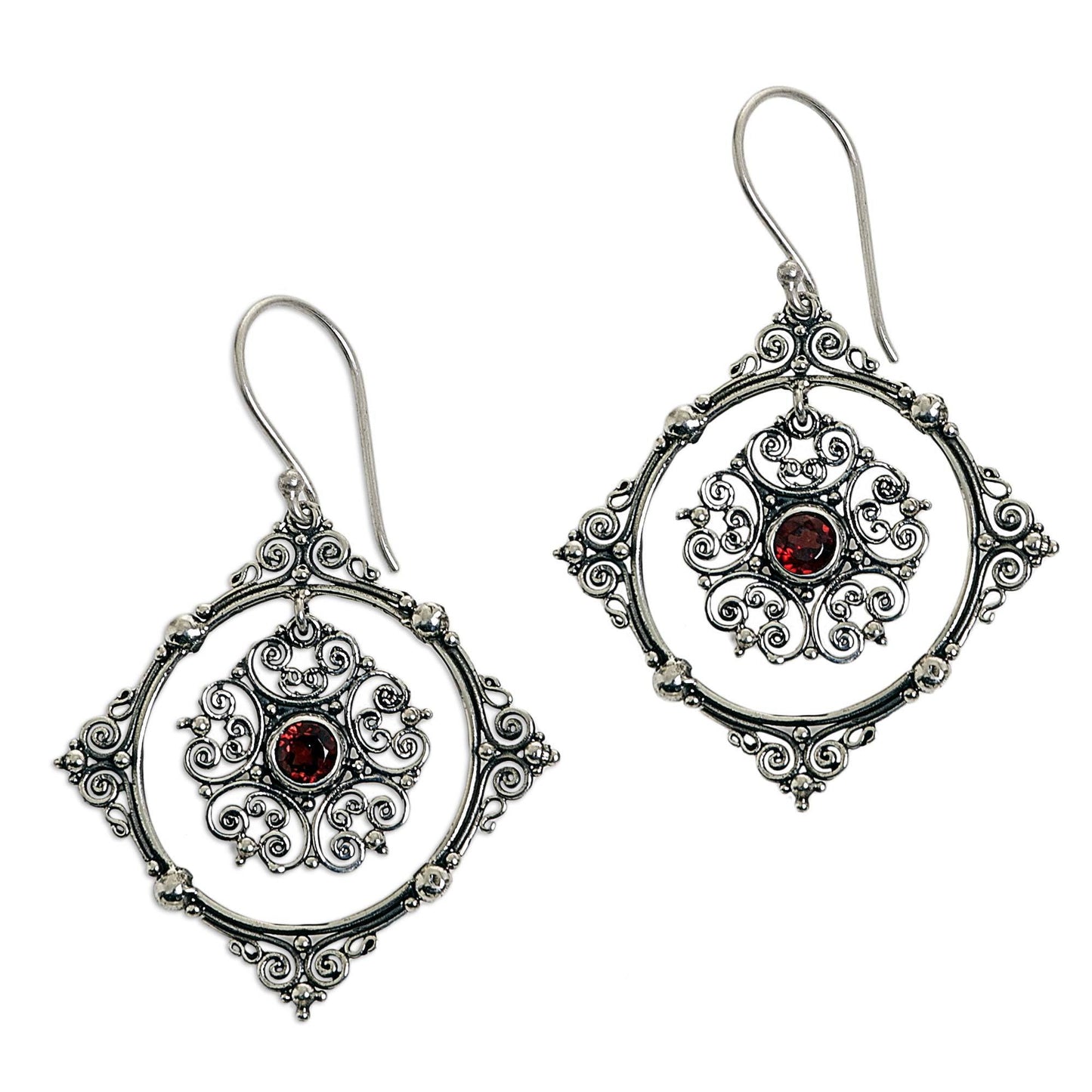 Red Vibrations Garnet & Sterling Silver Dangle Earrings