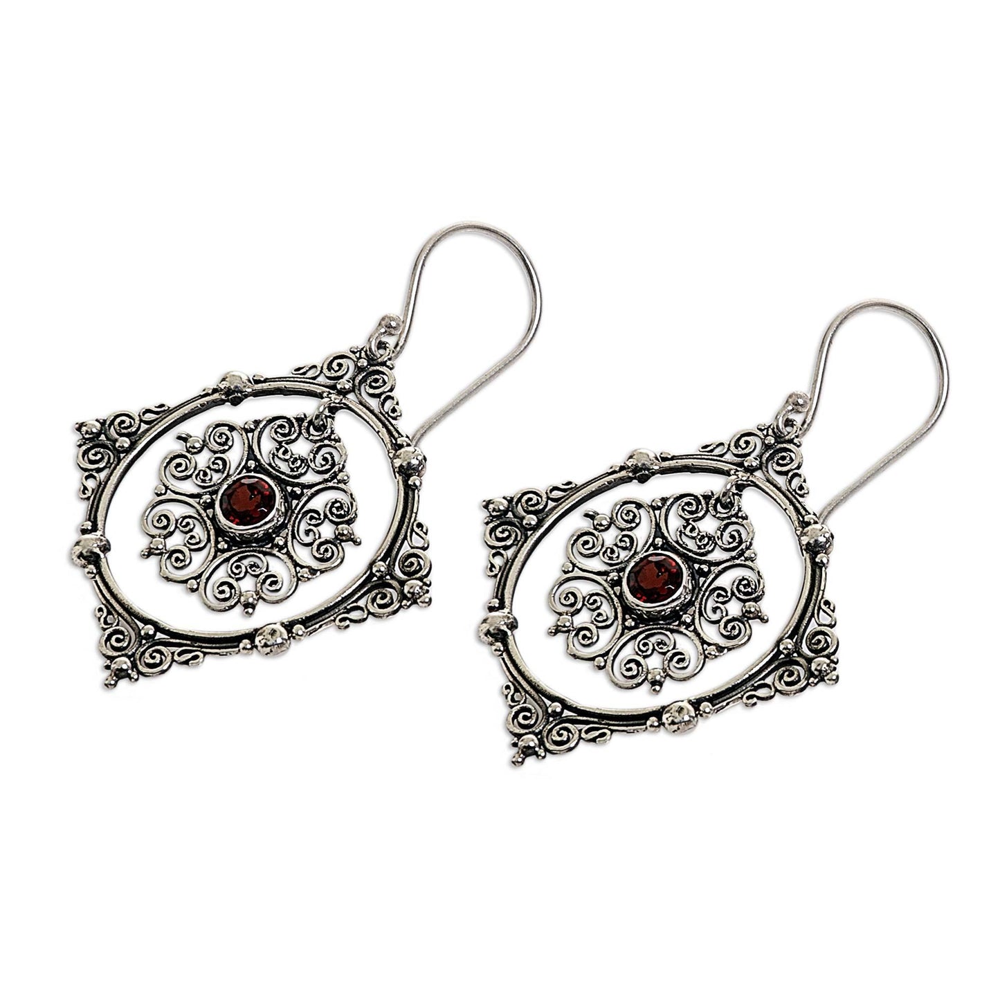 Red Vibrations Garnet & Sterling Silver Dangle Earrings