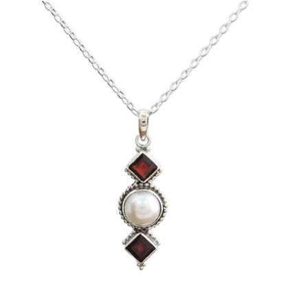 Red Guardians Garnet & Pearl Necklace