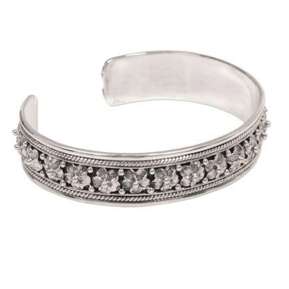 Frangipani Sterling Silver Cuff Bracelet