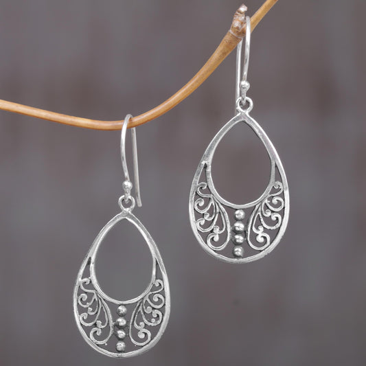 Young Beauty Sterling Silver Openwork Dangle Earrings from Indonesia