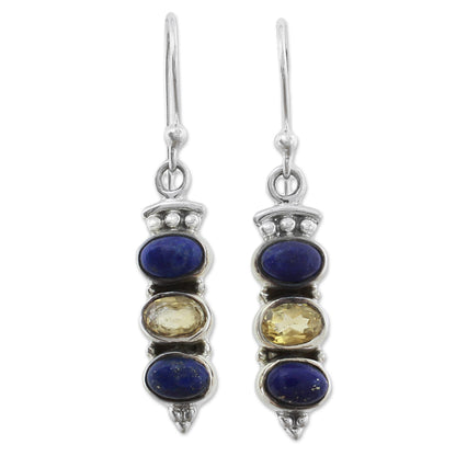 Golden Mystique Lapis Lazuli Dangle Earrings
