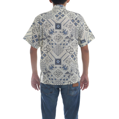 Island Batik Blue & White Men's Batik Shirt