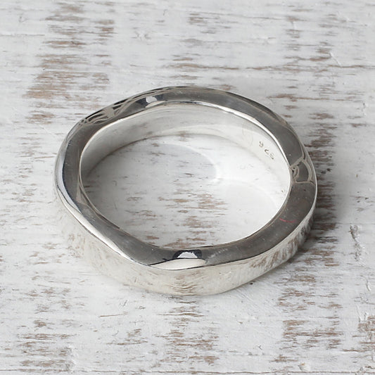 Curvy Sophistication Silver Band Ring