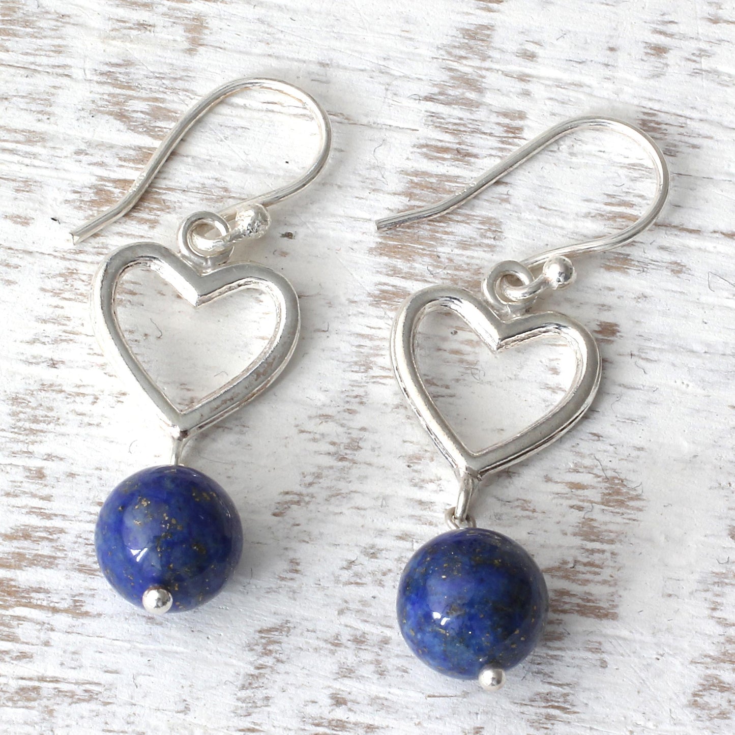 Majestic Globes Handcrafted Lapis Lazuli and Sterling Silver Dangle Earrings