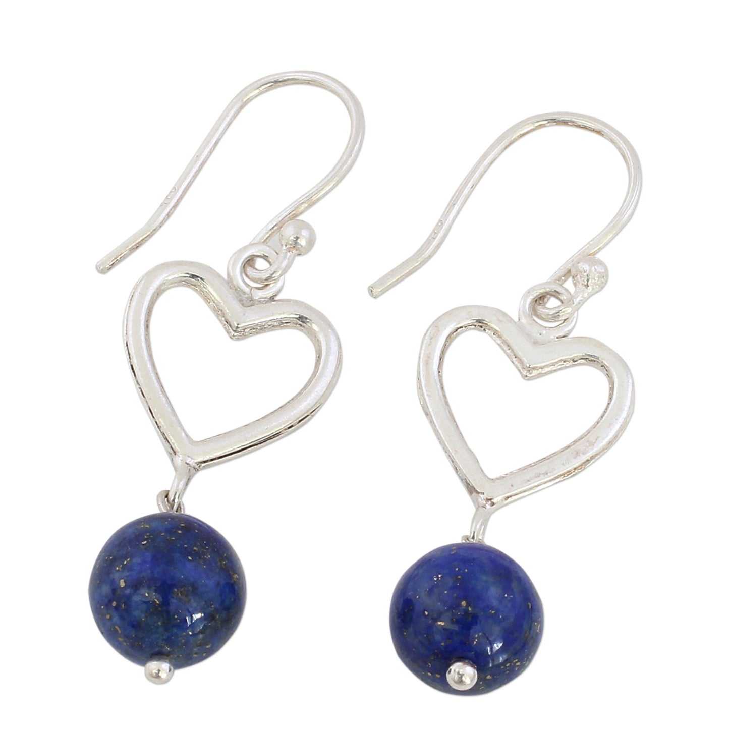 Majestic Globes Handcrafted Lapis Lazuli and Sterling Silver Dangle Earrings
