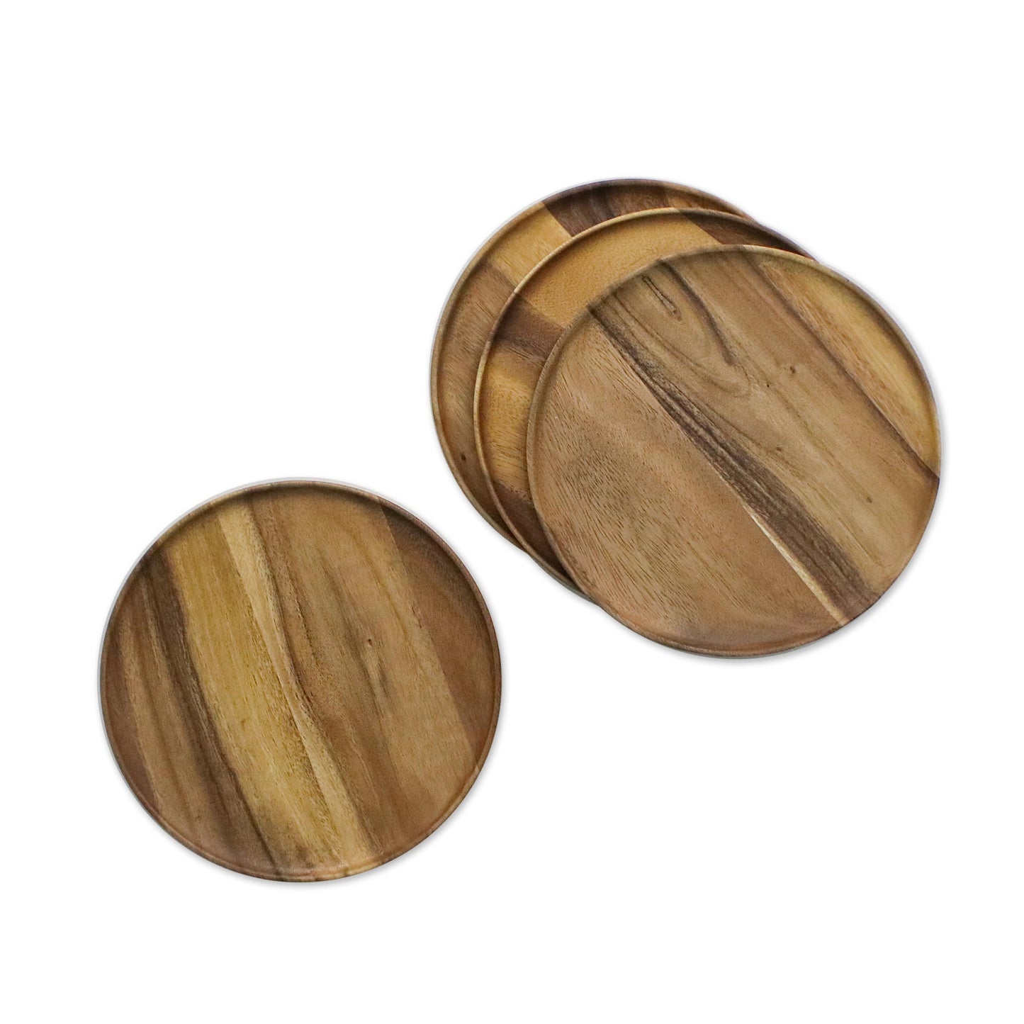 Natural Discs Hand Crafted Round Wood Plate Set