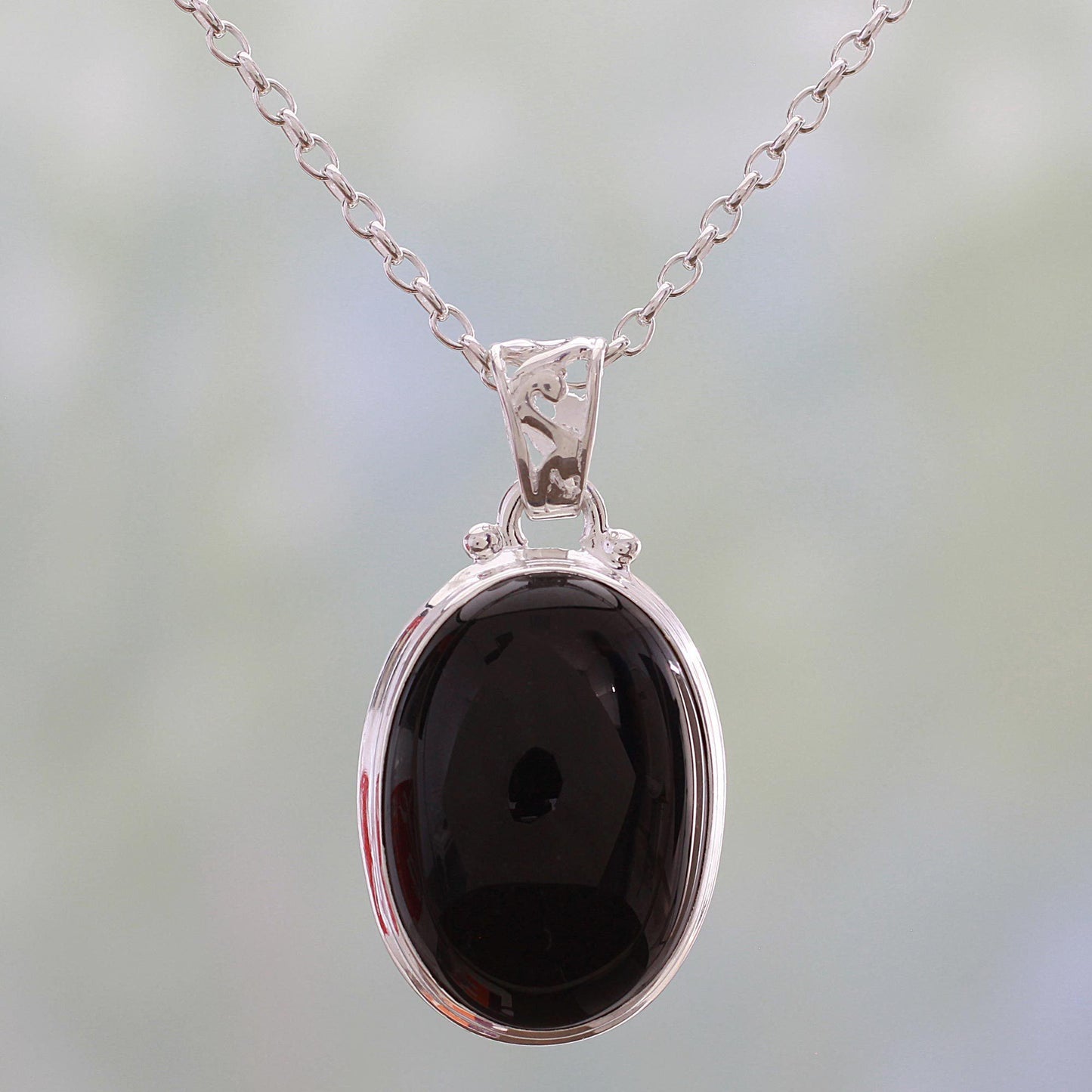 Elegant Protector Handcrafted Onyx Necklace