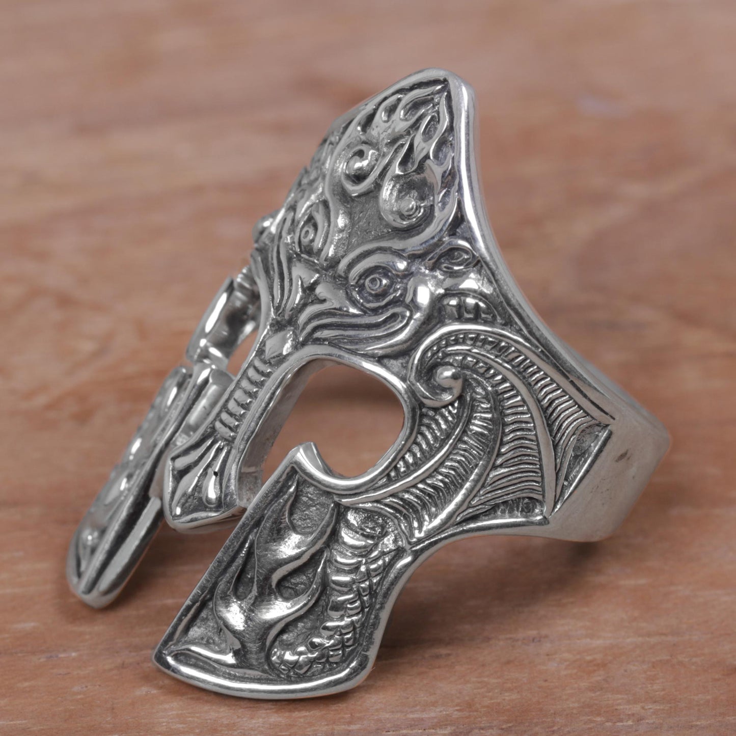 Brawijaya Mask Sterling Silver Men's Ring