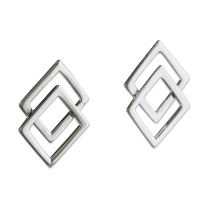 Forever Square Sterling Silver Earrings
