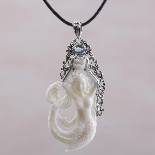 Mermaid Fantasy Leather Pendant Necklace