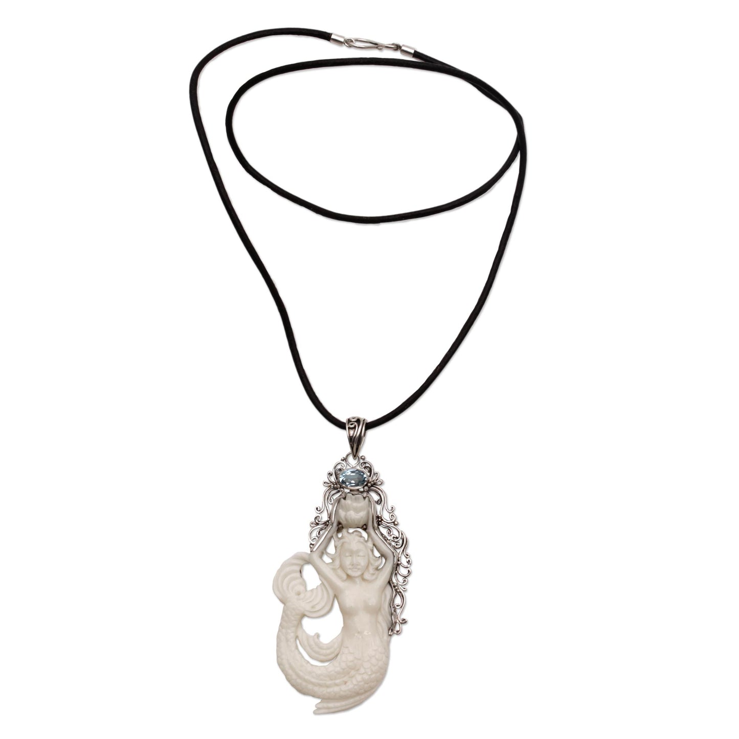 Mermaid Fantasy Leather Pendant Necklace