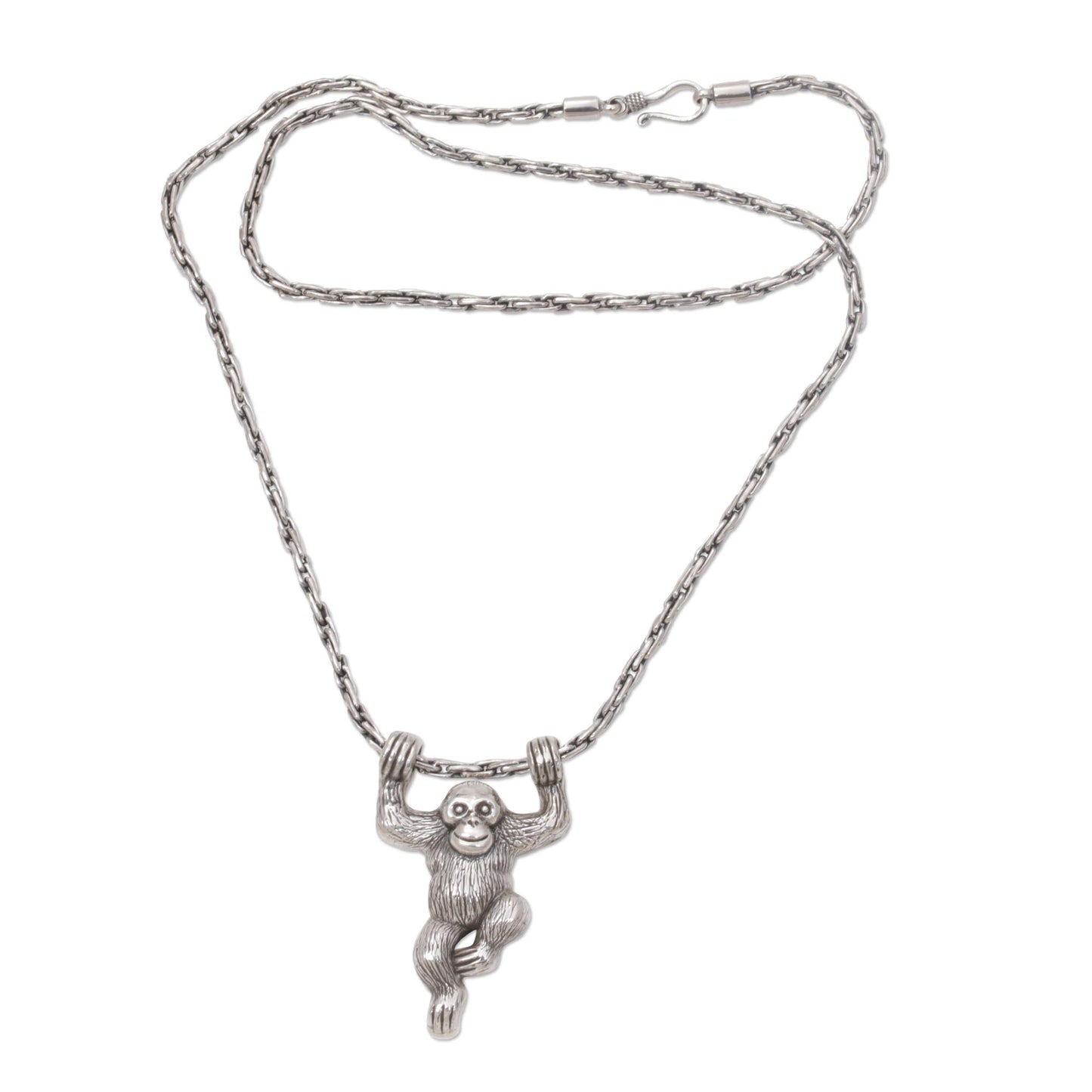 Monkey Charm Silver Pendant Necklace