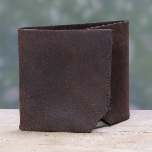 Chestnut Trifold Handcrafted Trifold Chestnut Brown Men's Leather Wallet