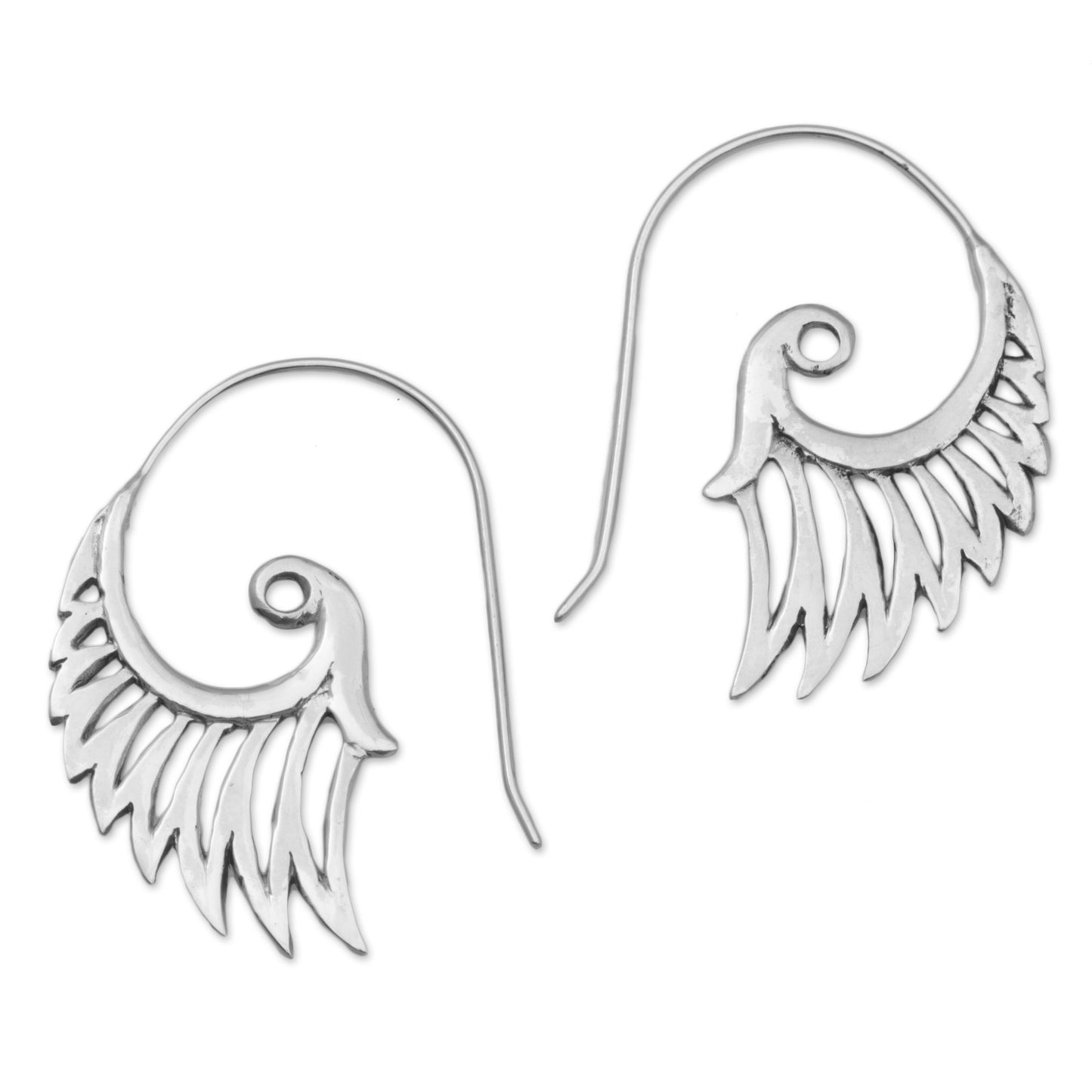 Winged Beauty Spiral Sterling Silver Earrings