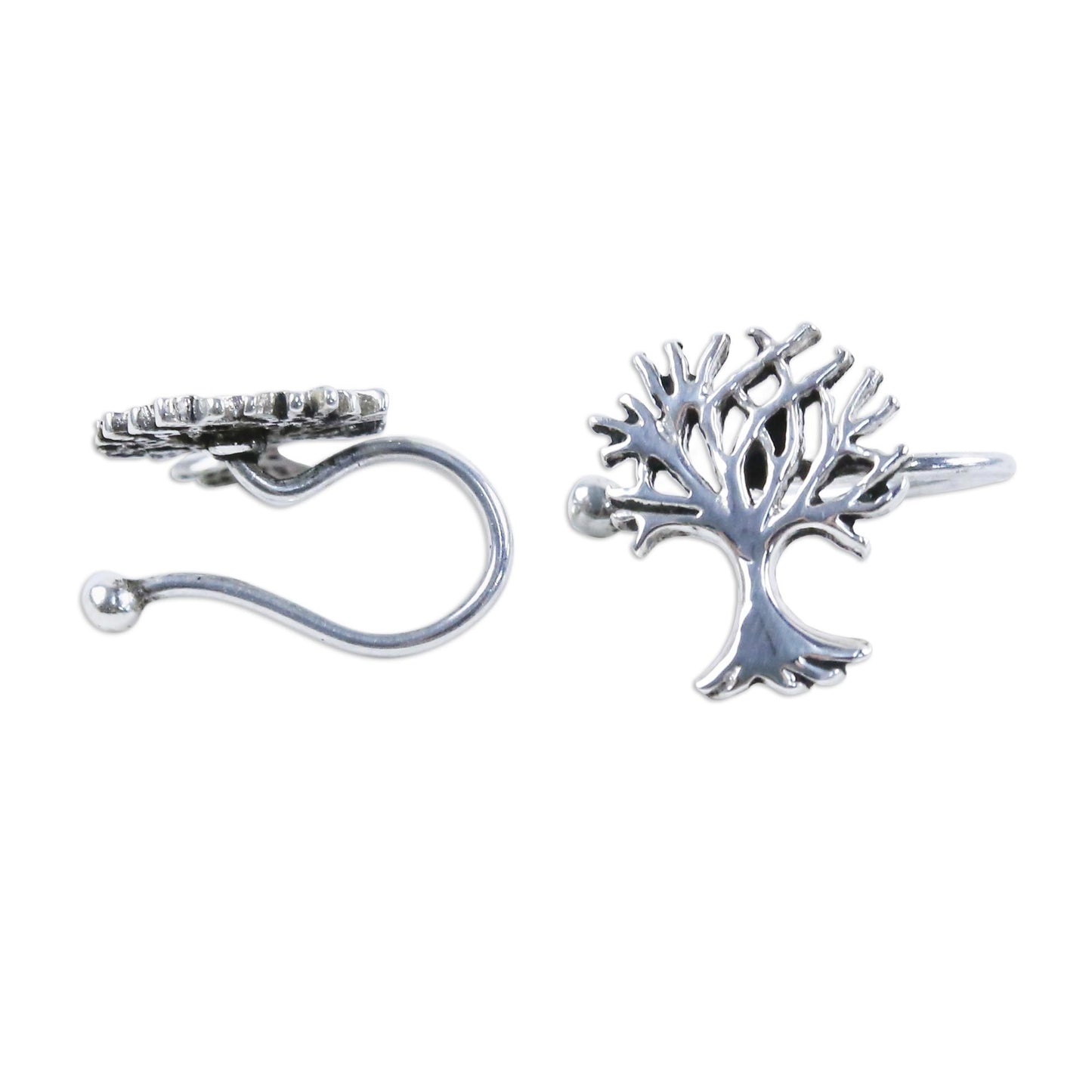 Eternal Trees Delicate Oak Tree Silver Ear Cuffs
