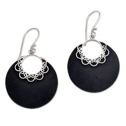 Crescent Lace Sterling Silver Drop Earrings