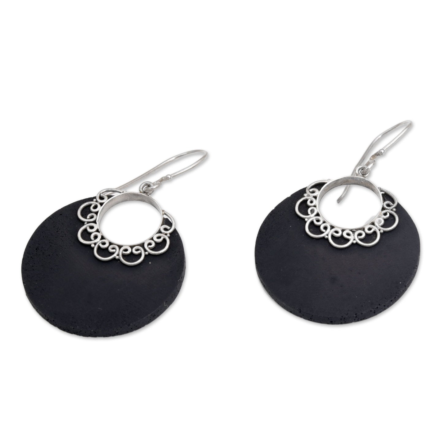 Crescent Lace Sterling Silver Drop Earrings
