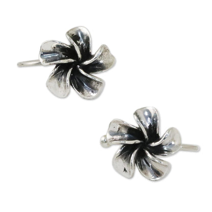 Frangipani Spiral Plumeria Silver Ear Cuffs