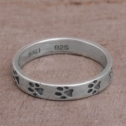 Paw Prints Sterling Silver Band Ring