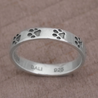 Paw Prints Sterling Silver Band Ring