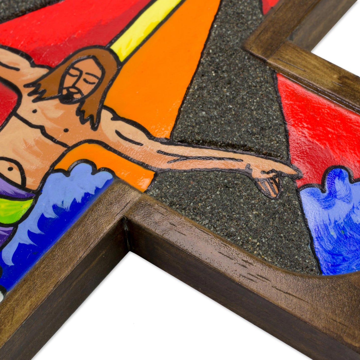 Splendor Of Jesus Hand Painted Wooden Crucifix