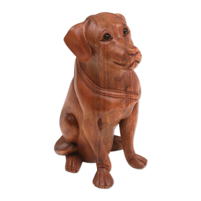Begging Dog Wood Sculpture
