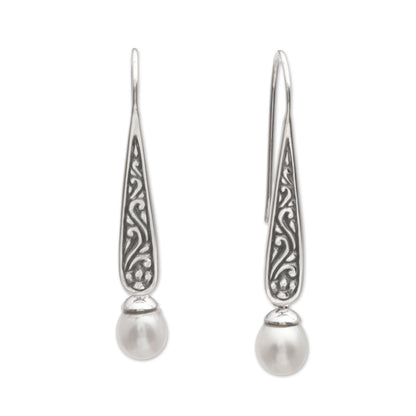 Rising Swirls Pearl & Sterling Silver Drop Earrings