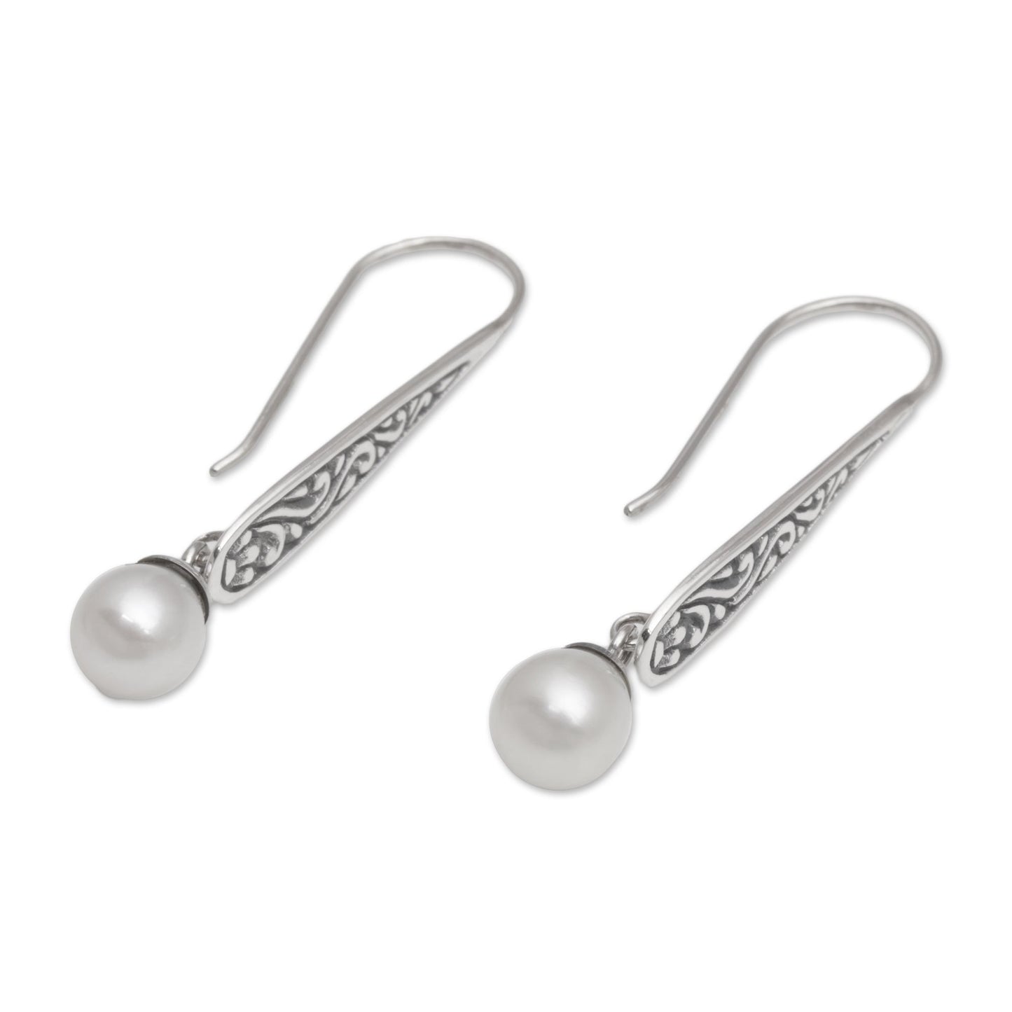 Rising Swirls Pearl & Sterling Silver Drop Earrings