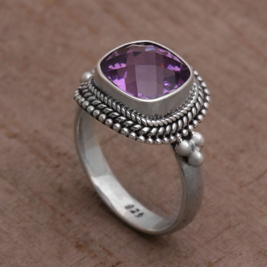 Purple Elegance Amethyst and Sterling Silver Ring Cocktail Ring from Bali