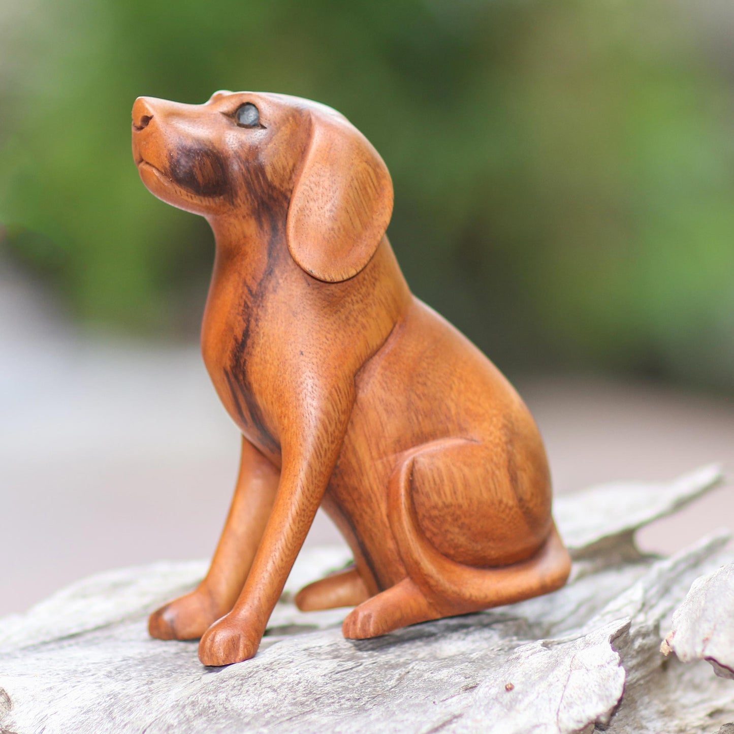 Loyal Dog Artisan Handcrafted Suar Wood Dog Sculpture from Bali