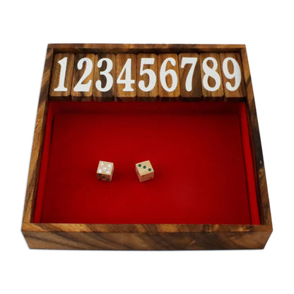 Friendly Pastime Handcrafted Rain Tree Wood Shut the Box Game from Thailand