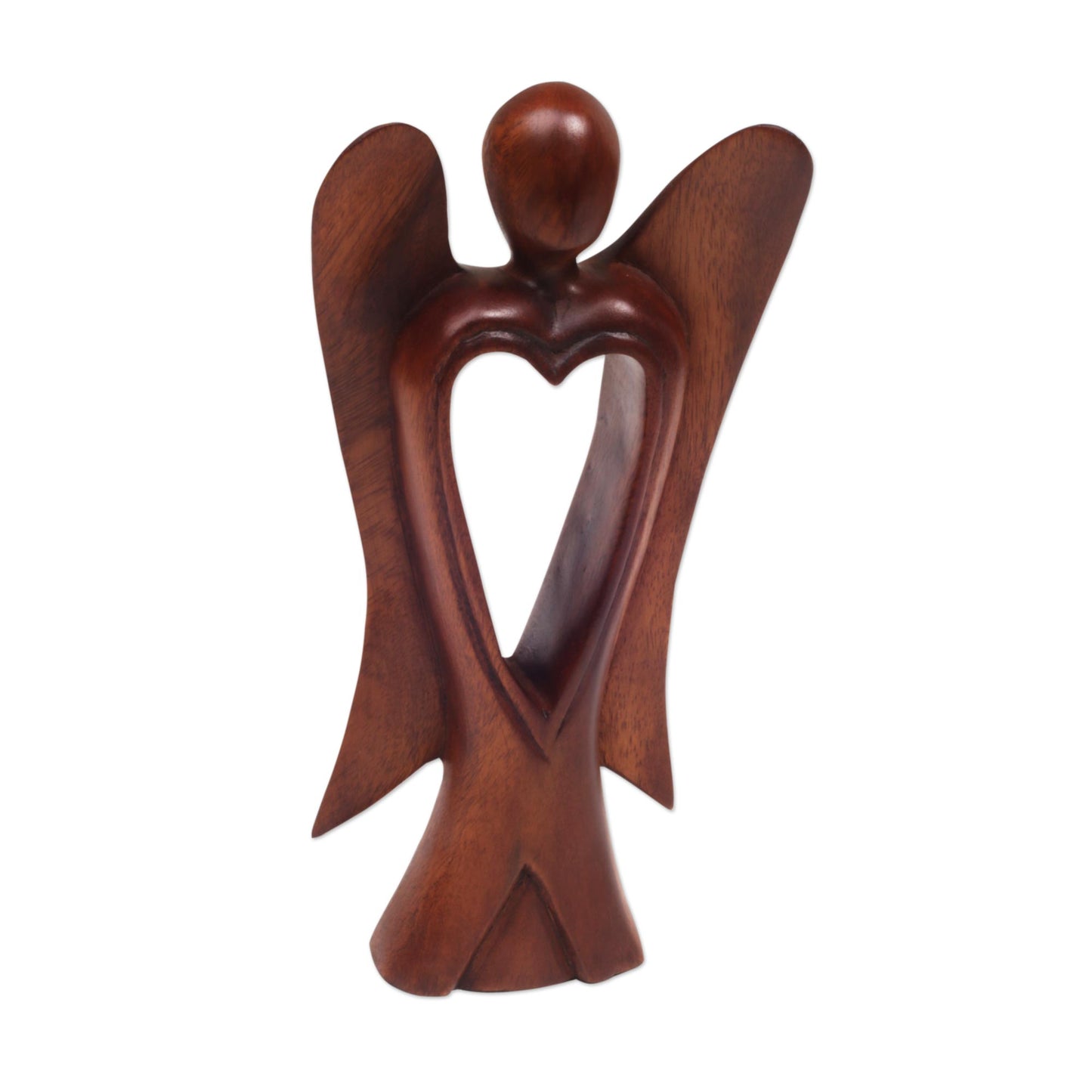 Heart Of An Angel Carved Wood Heart Angel Sculpture