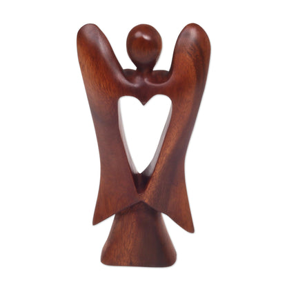 Heart Of An Angel Carved Wood Heart Angel Sculpture
