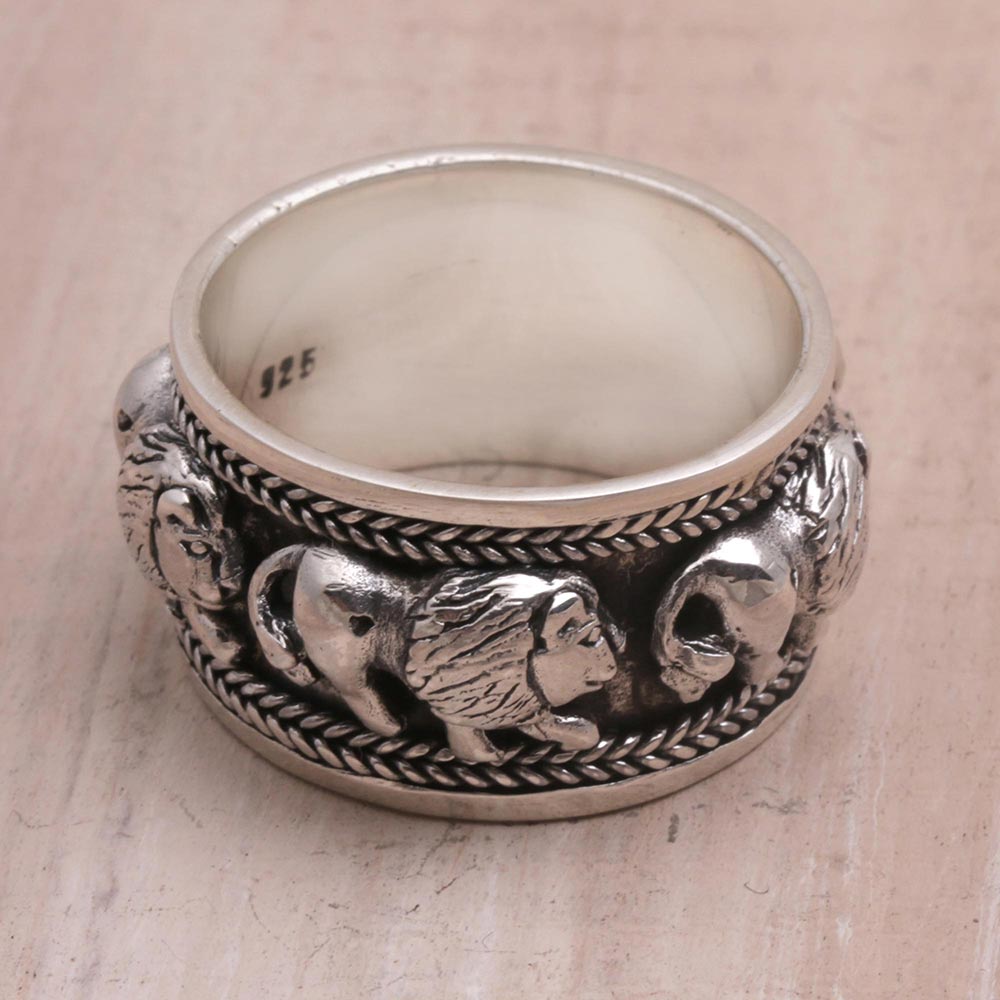 Lion Parade Sterling Silver Band Ring