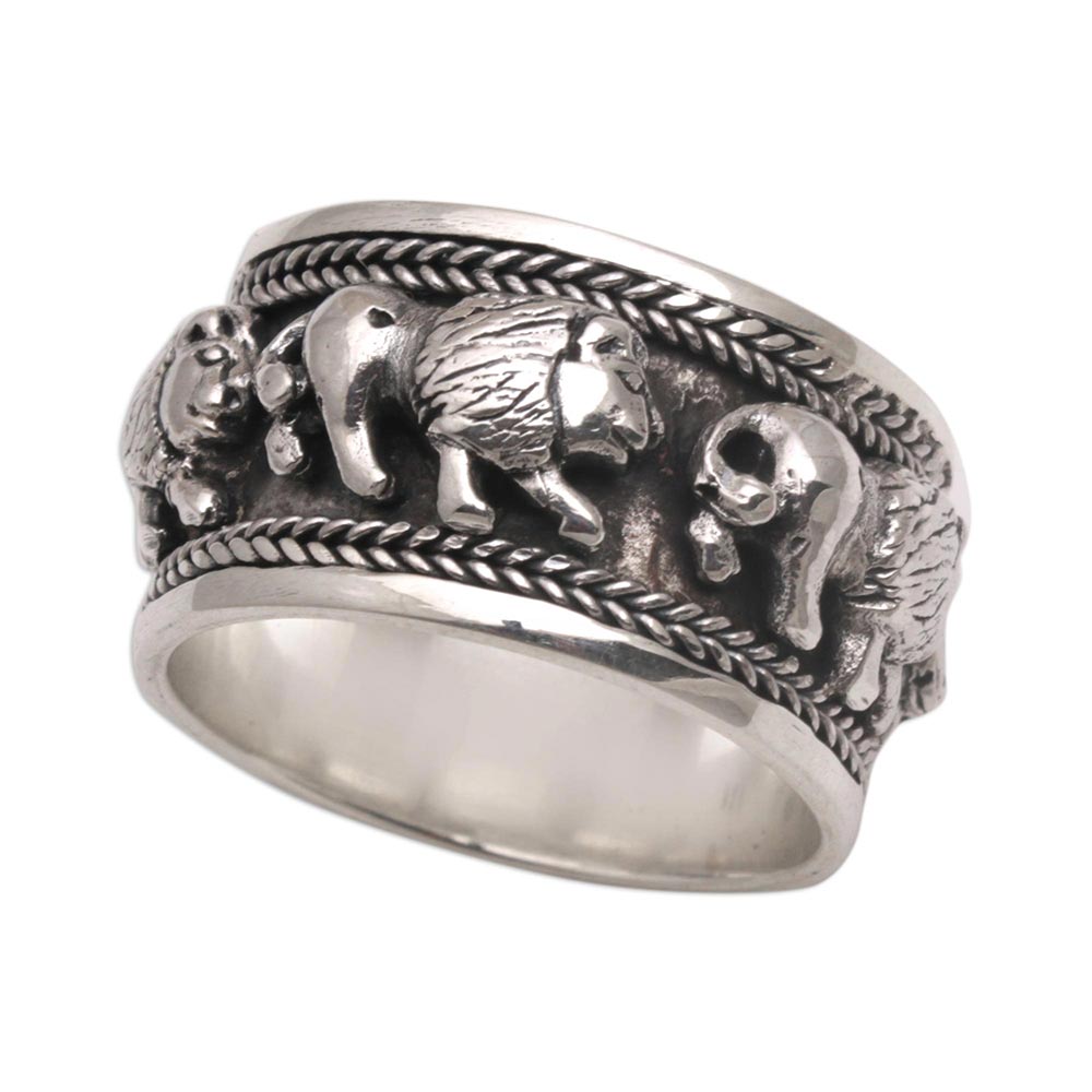 Lion Parade Sterling Silver Band Ring