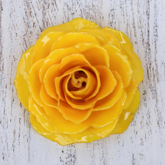 Rosy Mood in Yellow Flower Brooch