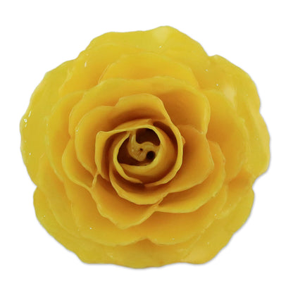 Rosy Mood in Yellow Flower Brooch
