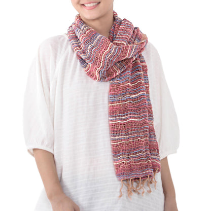 Charming Candy Handwoven Cotton Scarf with Candy Colors from Thailand
